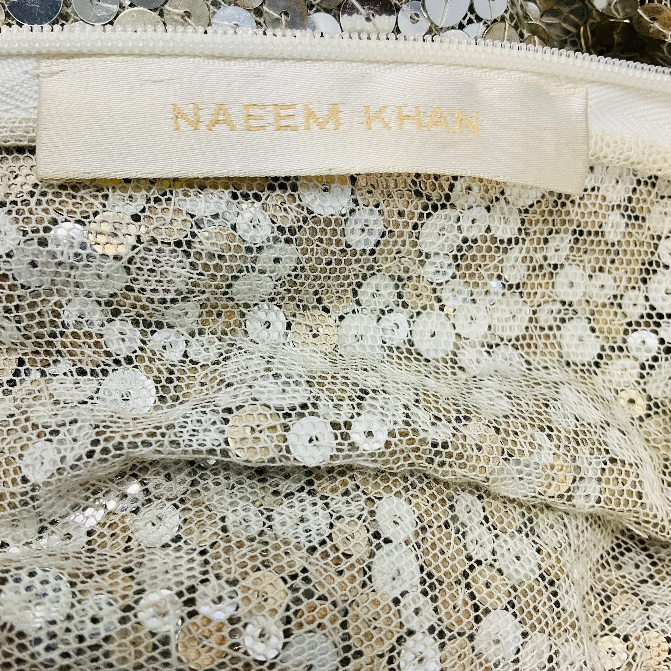 Naeem Khan Gold / Silver Metallic Sequined Cocktail Dress