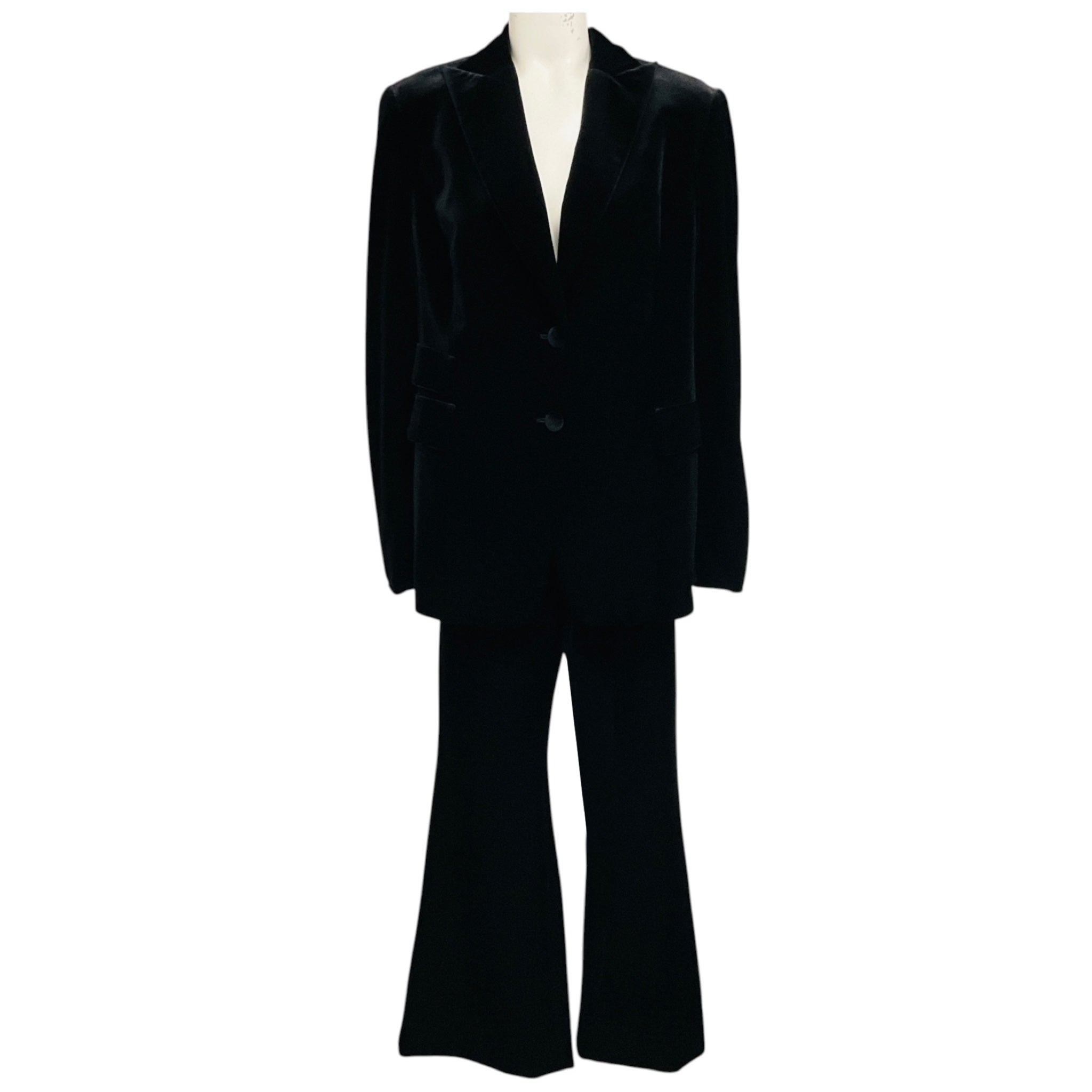 Akris Black Velvet Jacket and Pants Suit Set