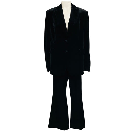 Akris Black Velvet Jacket and Pants Suit Set