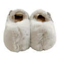 Load image into Gallery viewer, Jimmy Choo Latte Faux Fur Krista Flats with Crystal Embellishments
