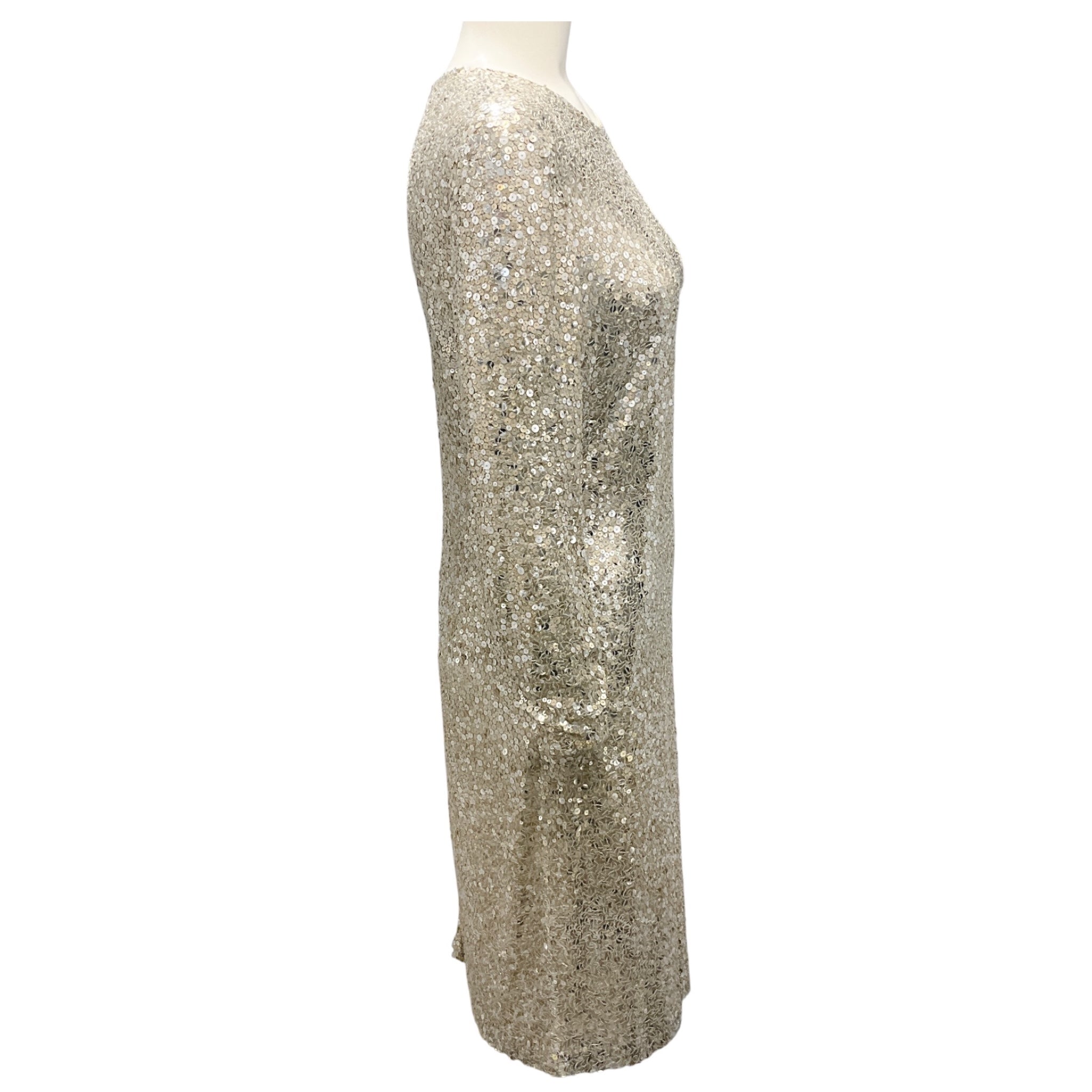 Naeem Khan Gold / Silver Metallic Sequined Cocktail Dress