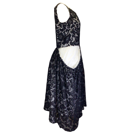 Comme des Garcons Black / White Sleeveless Lace Midi Dress