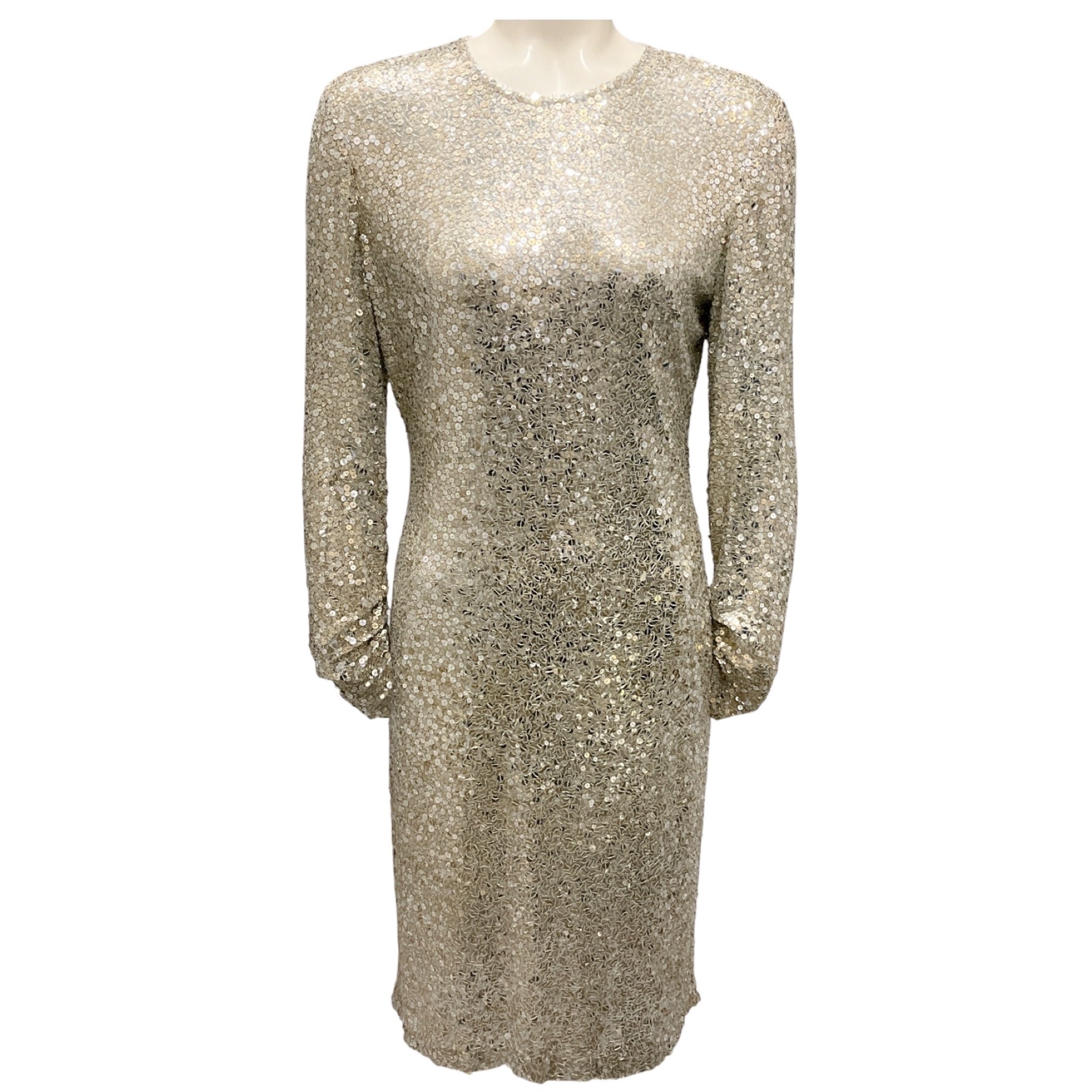 Naeem Khan Gold / Silver Metallic Sequined Cocktail Dress