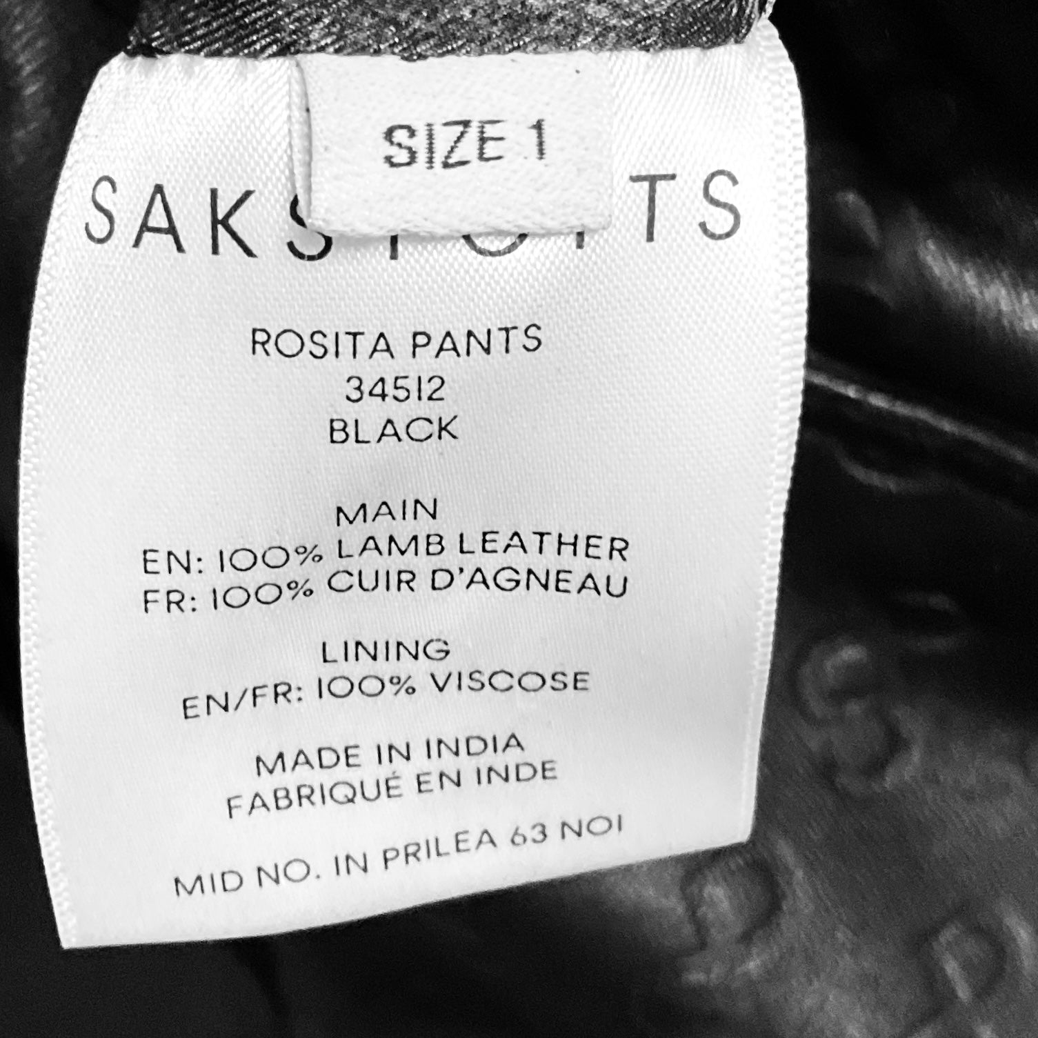 Saks Potts Black Lamb Leather Rosita Pants