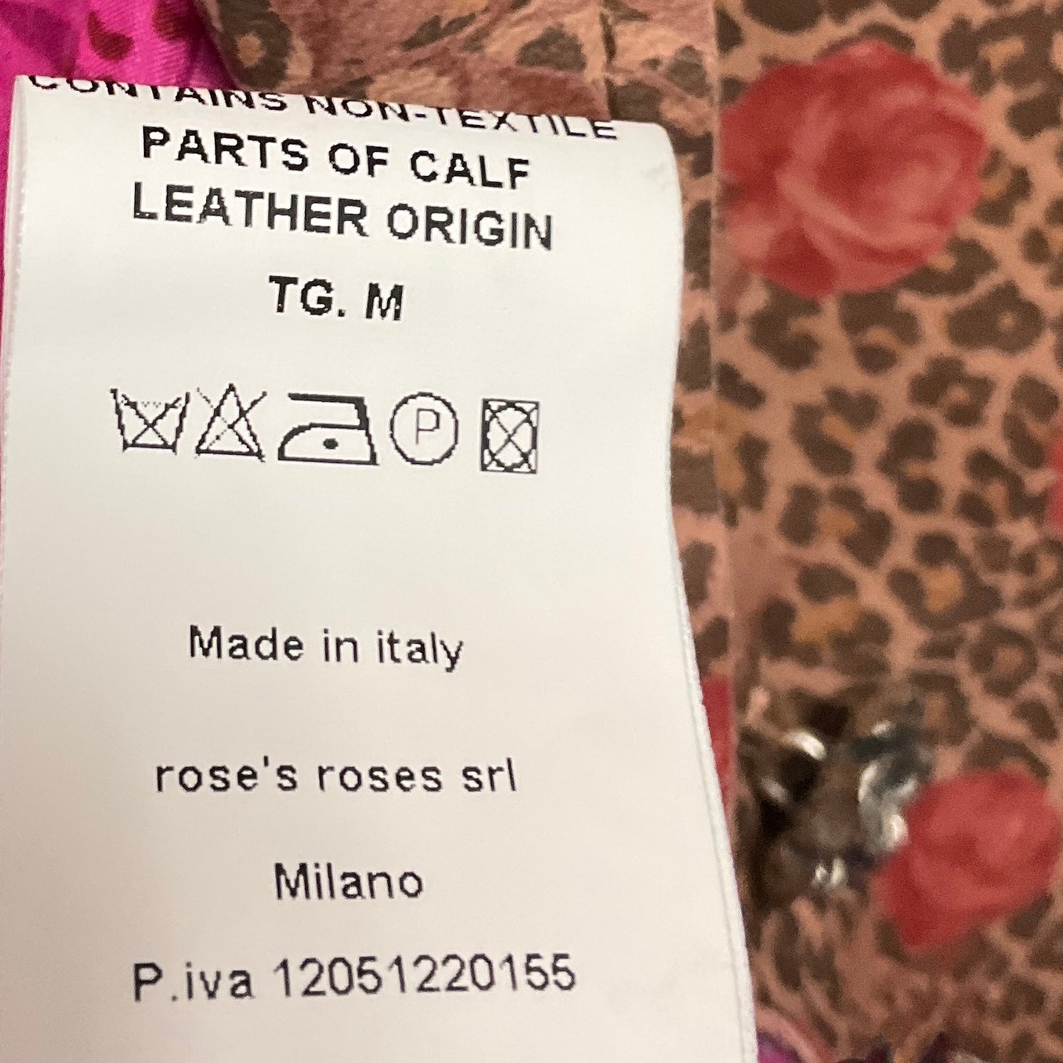 Imp of the Roses Light Brown / Pink Pandora Rose Print Genuine Nappa Leo Leather Jacket with Silk Lining