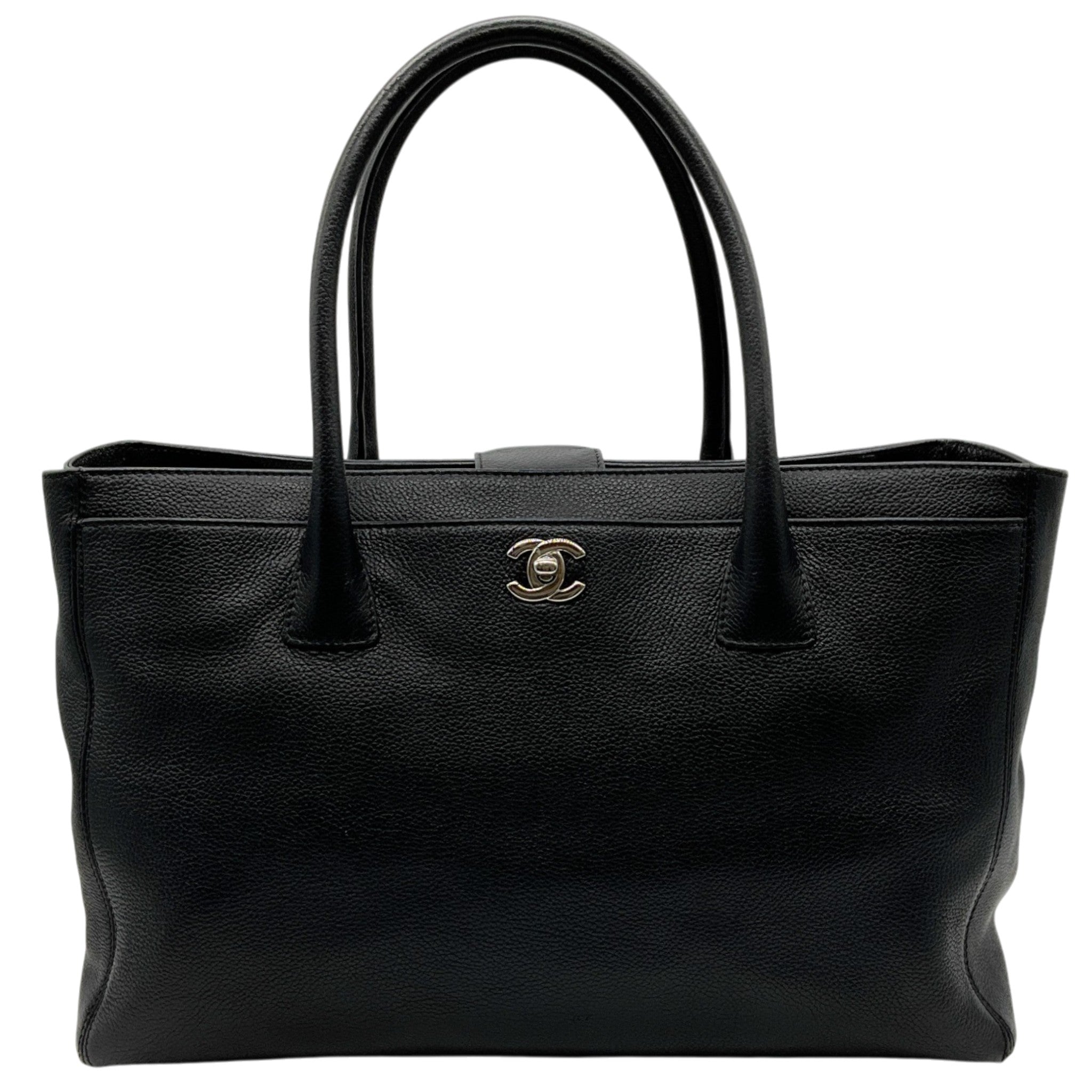 Chanel Black Leather Cerf Executive Tote Bag
