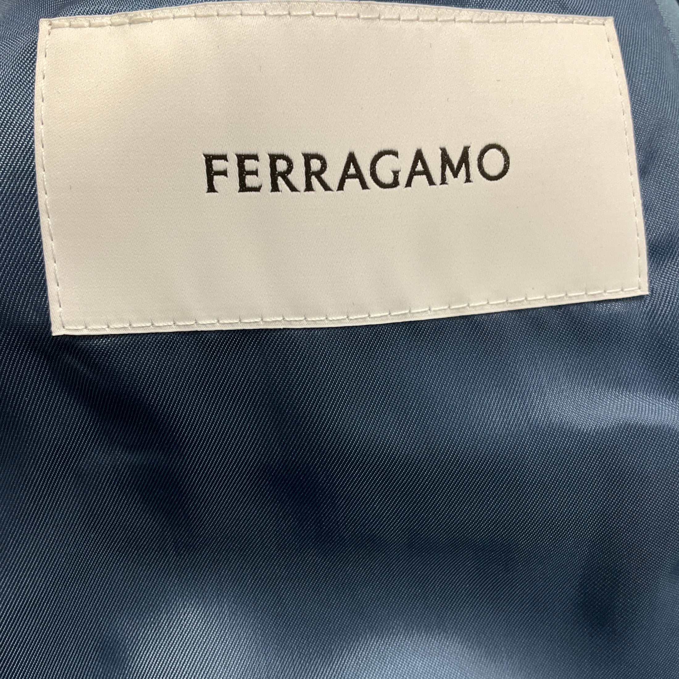 Ferragamo Denim Blue Wool Crepe Blazer