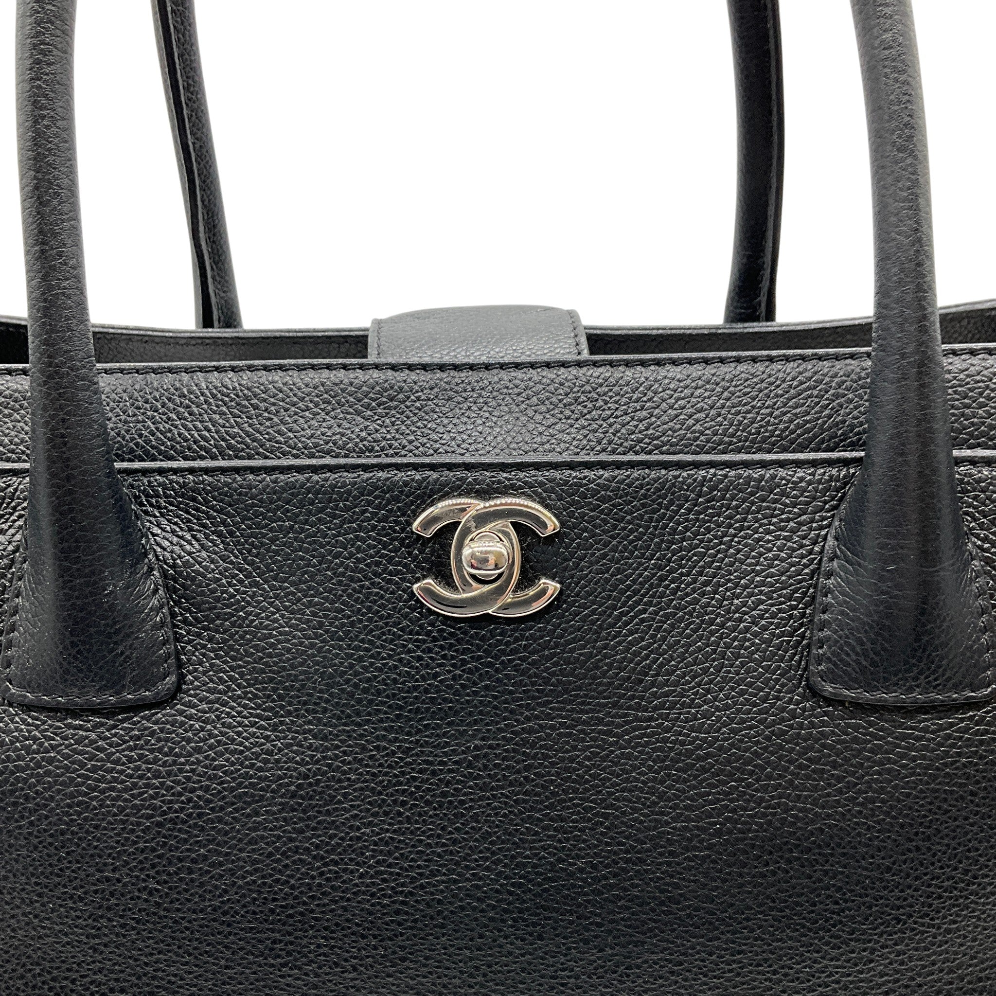 Chanel Black Leather Cerf Executive Tote Bag