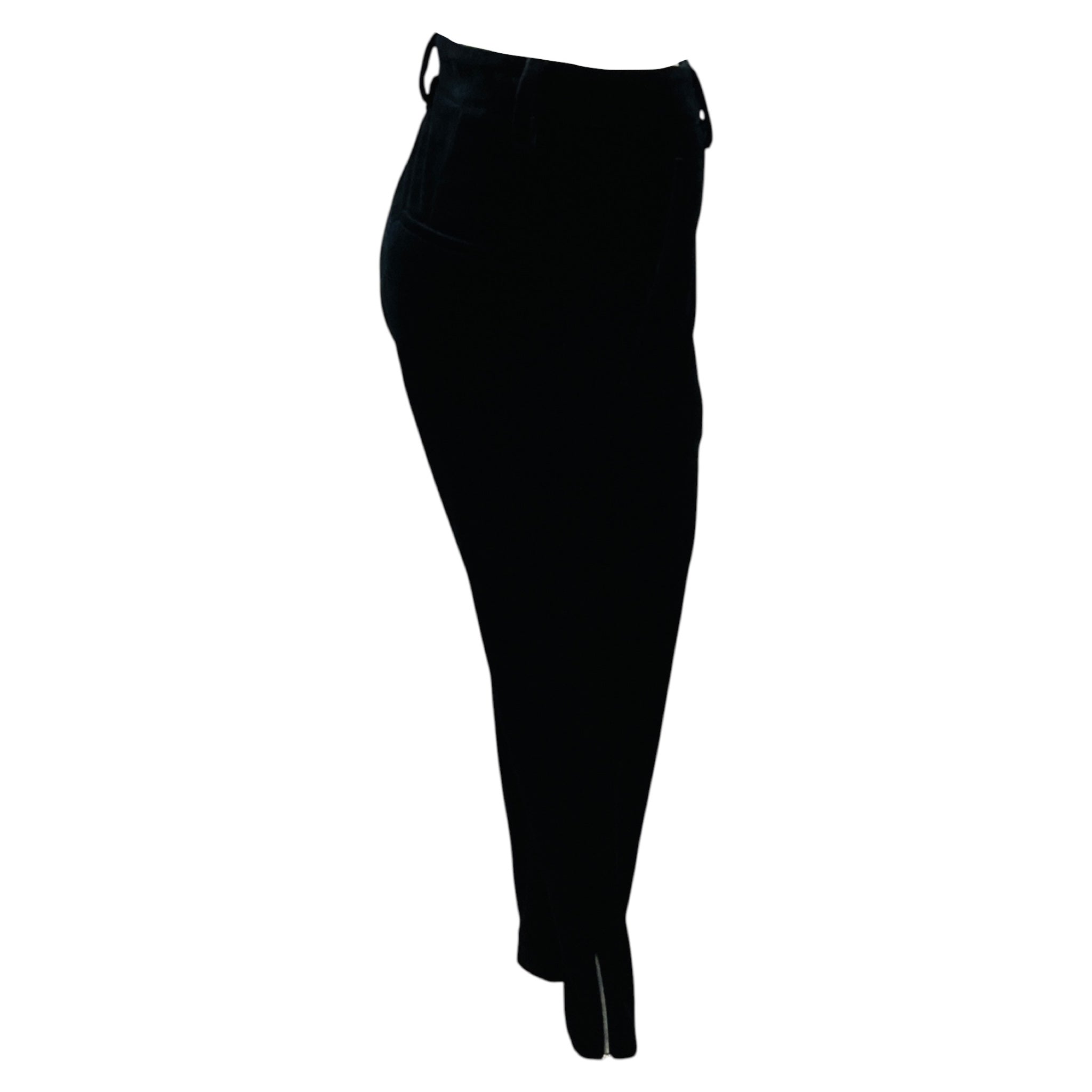 Brunello Cucinelli Black Velvet Trousers with Ankle Zippers