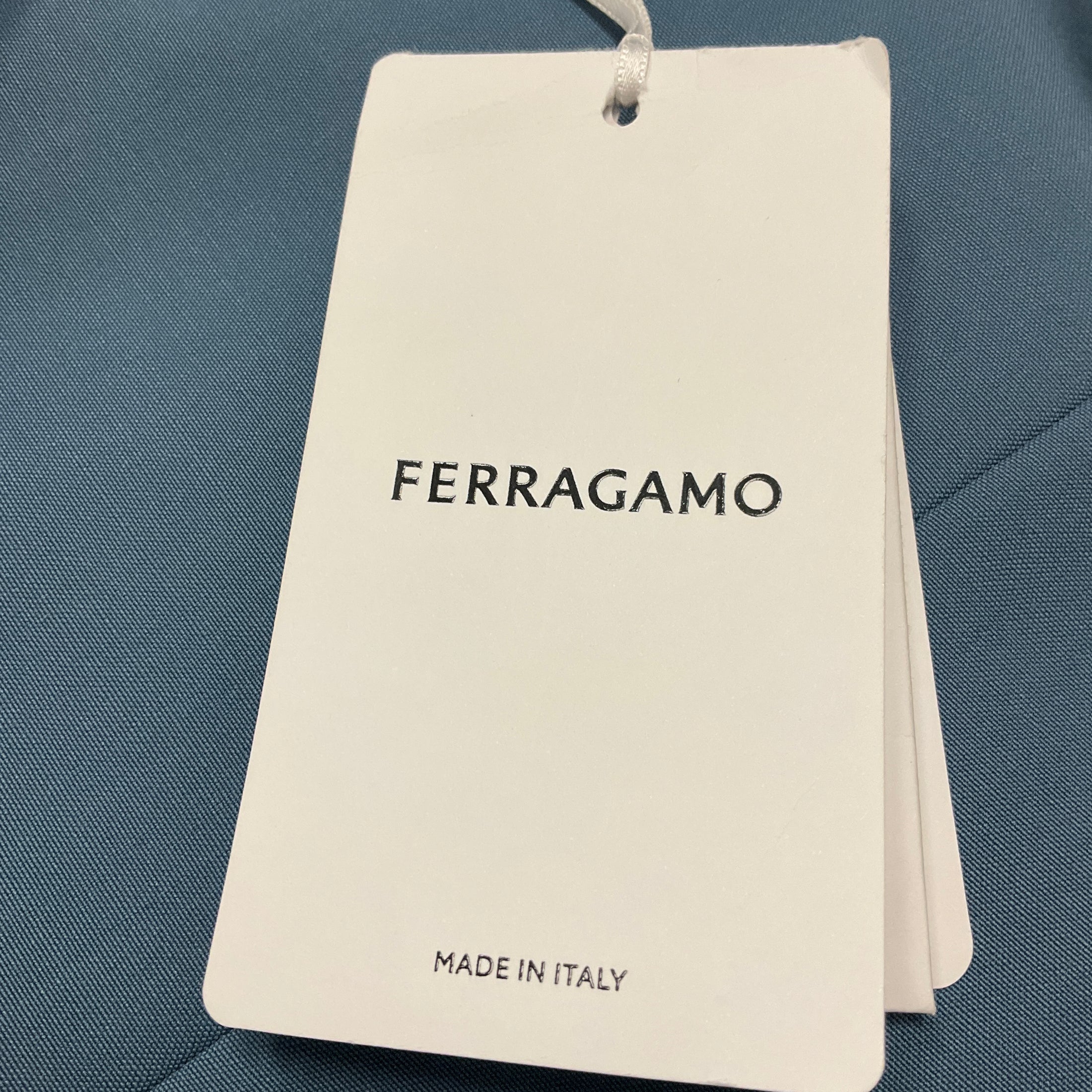 Ferragamo Denim Blue Wool Crepe Blazer