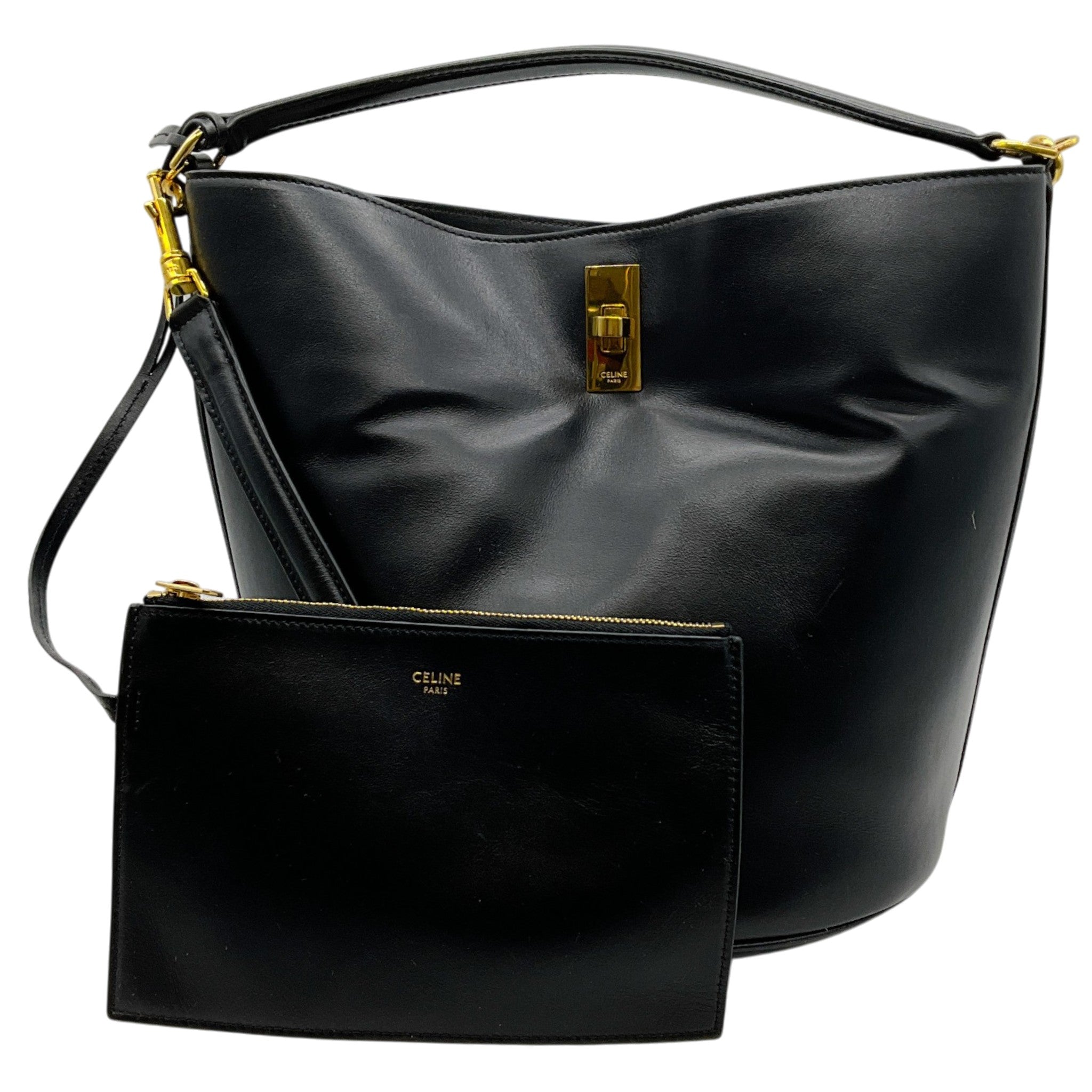Celine Black Leather Bucket 16 Bag
