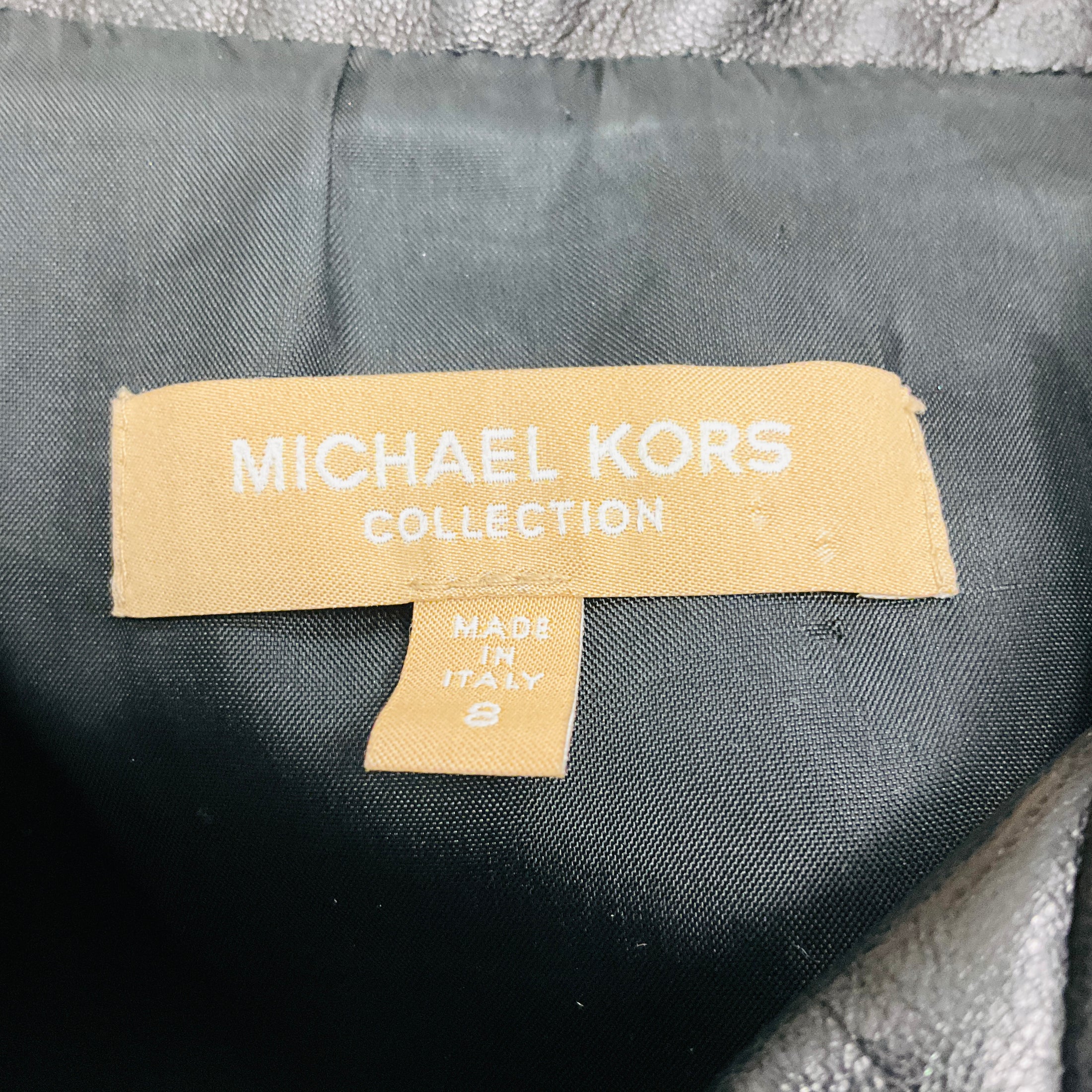 Michael Kors Collection Black Lamb Leather Moto Zip Jacket