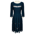 Load image into Gallery viewer, Alaia Slate Blue Zig Zag Mesh Detailed Viscose Knit Midi Dress
