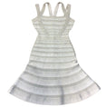 Load image into Gallery viewer, Herve Leger Carole Light Blue Metallic Fitted and Flared Dress
