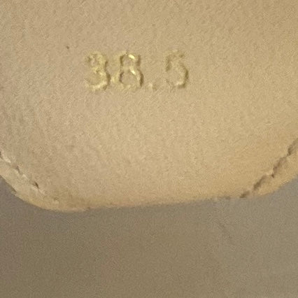 Prada Beige / Silver Logo Plaque Patent Leather Thong Sandals