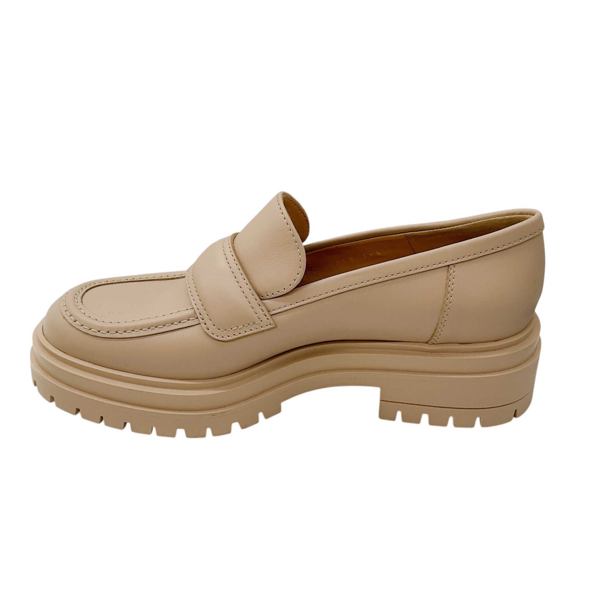 Gianvito Rossi Beige Lug Sole Leather Argo Loafers