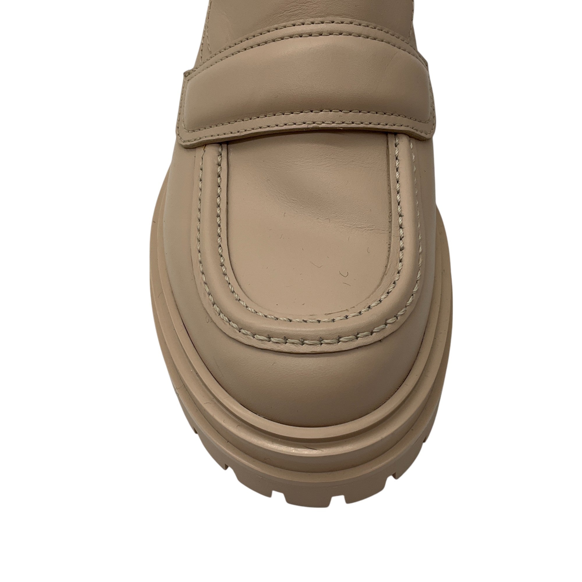 Gianvito Rossi Beige Lug Sole Leather Argo Loafers