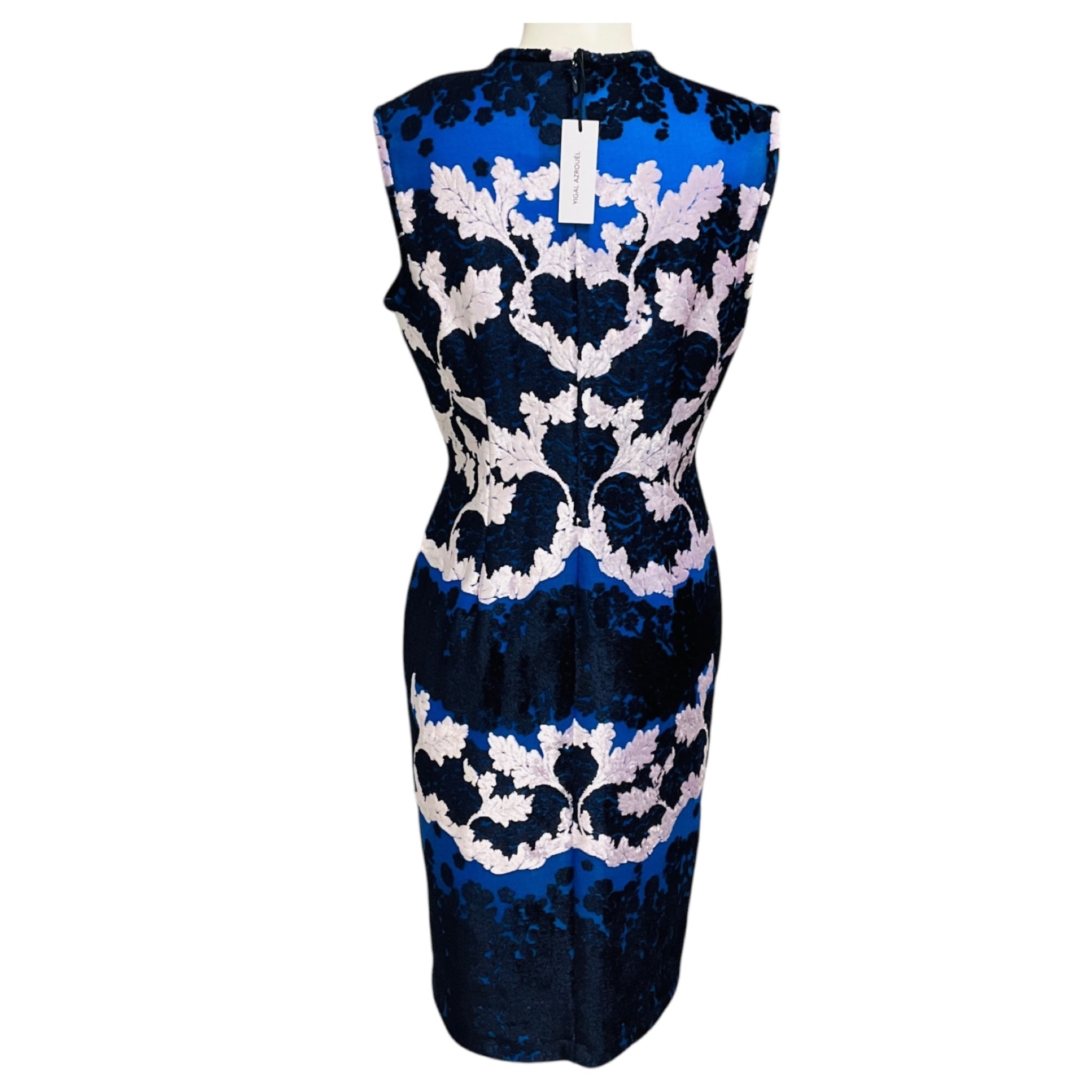 Yigal Azrouel Blue Multi Bajam Daisy Trellis Burn Out Dress