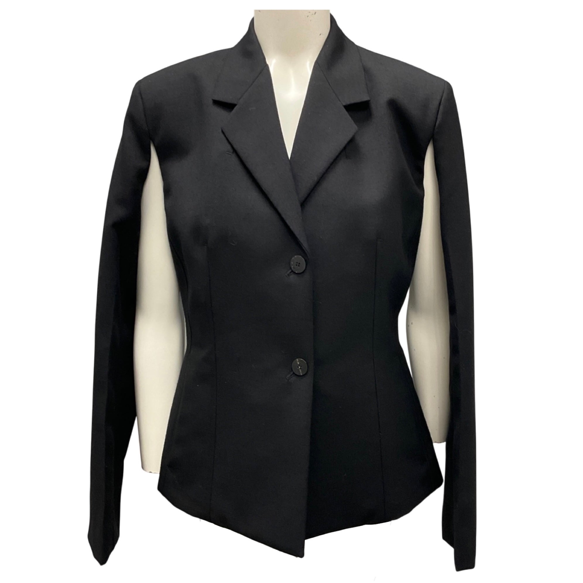 Ferragamo Black Tailored Two Way Wool Suit Jacket