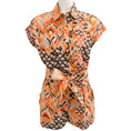 Load image into Gallery viewer, Chufy Orange Multi Romper with Tie Belt
