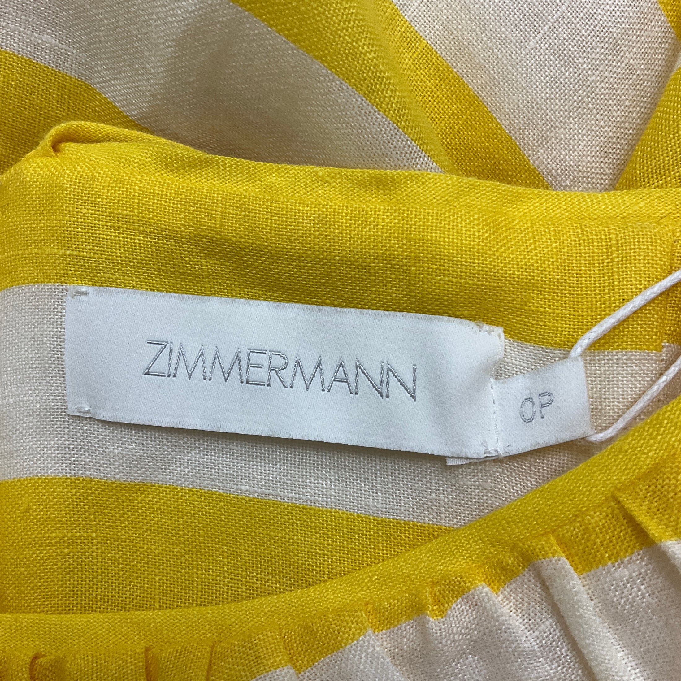 Zimmermann Yellow / Cream Stripe Alight Tie Shoulder Dress