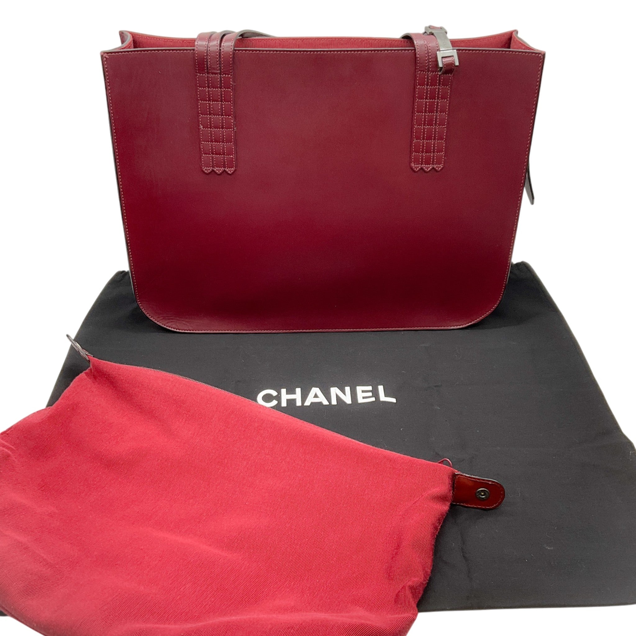 Chanel Vintage Burgundy Leather Shopper Tote