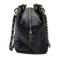 Load image into Gallery viewer, Chanel Vintage Black Quilted Caviar Leather CC Logo Embossed Small Tote Handbag with Gold Hardware
