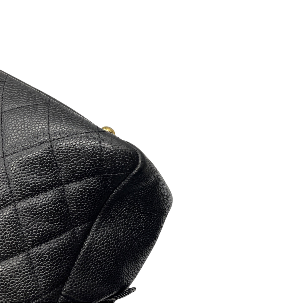 Chanel Vintage Black Quilted Caviar Leather CC Logo Embossed Small Tote Handbag with Gold Hardware