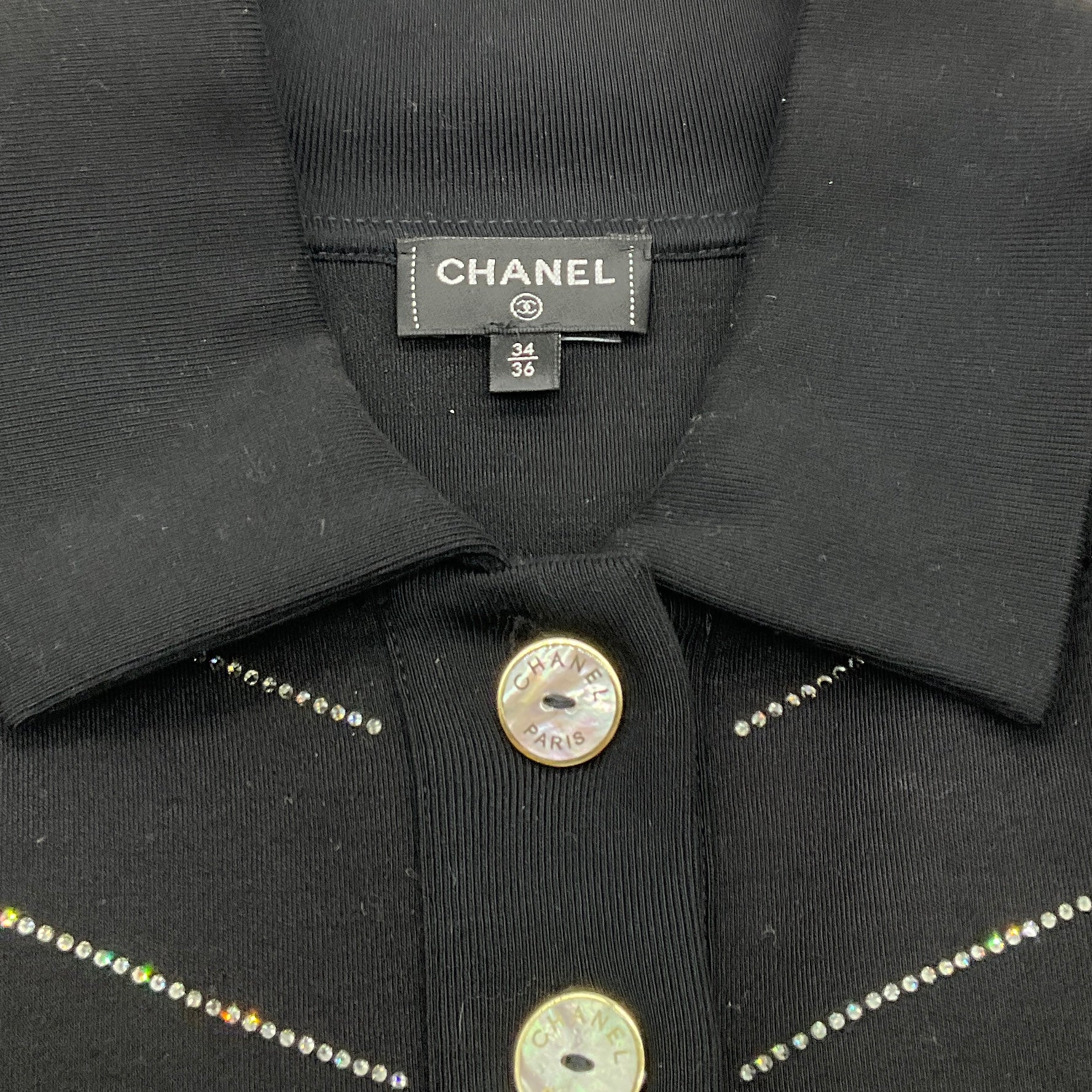 Chanel 2023 Black / Ivory Wool CC Embellished Top