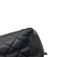 Load image into Gallery viewer, Chanel Vintage Black Quilted Caviar Leather CC Logo Embossed Small Tote Handbag with Gold Hardware
