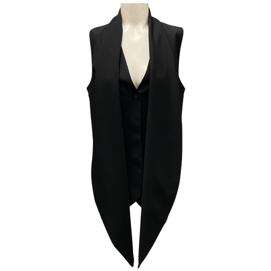 Ferragamo Black Tailored Scarf Detail Wool Vest