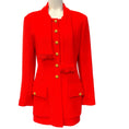 Load image into Gallery viewer, Chanel Vintage 1992 Red Wool Tweed Jacket with Attached Scarf

