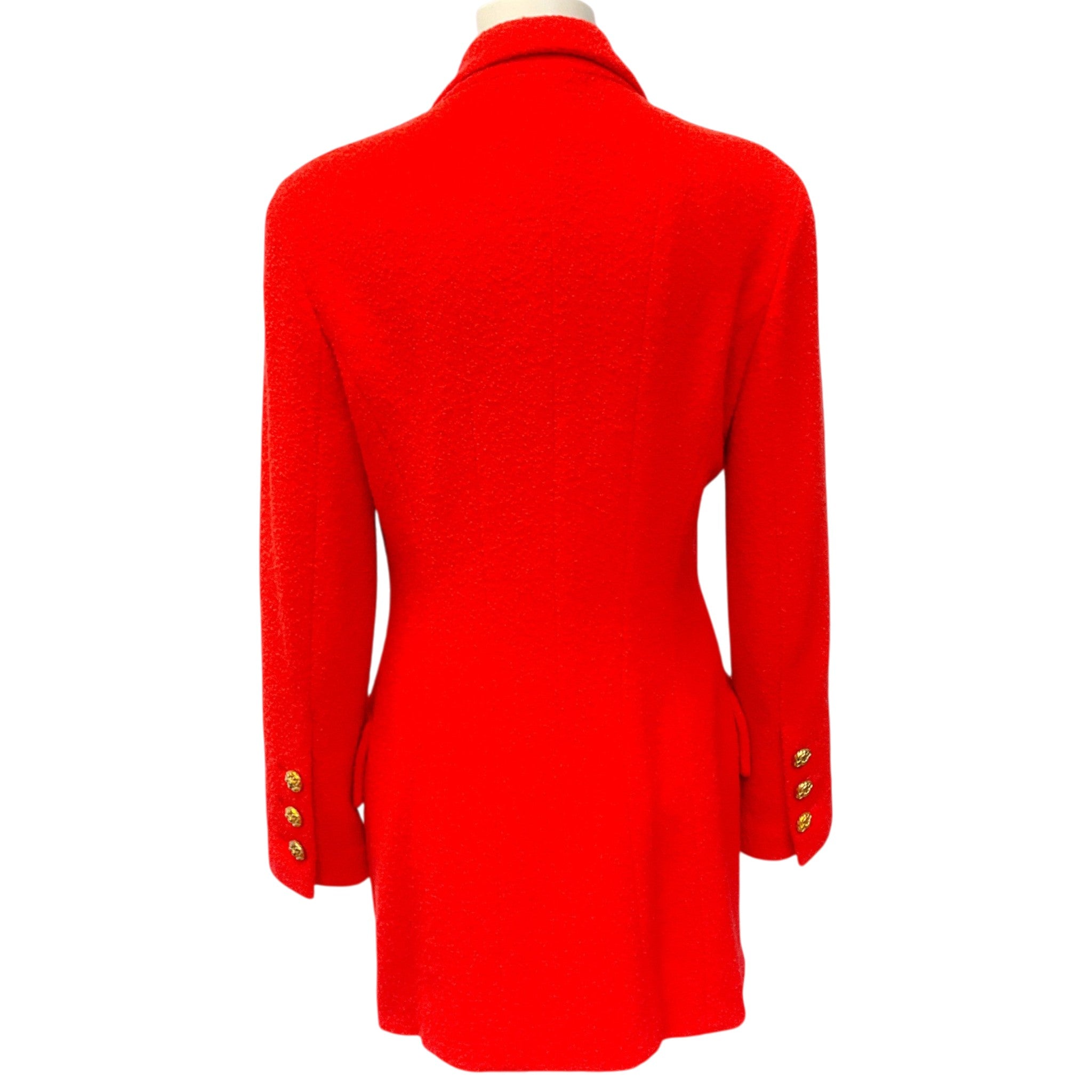 Chanel Vintage 1992 Red Wool Tweed Jacket with Attached Scarf