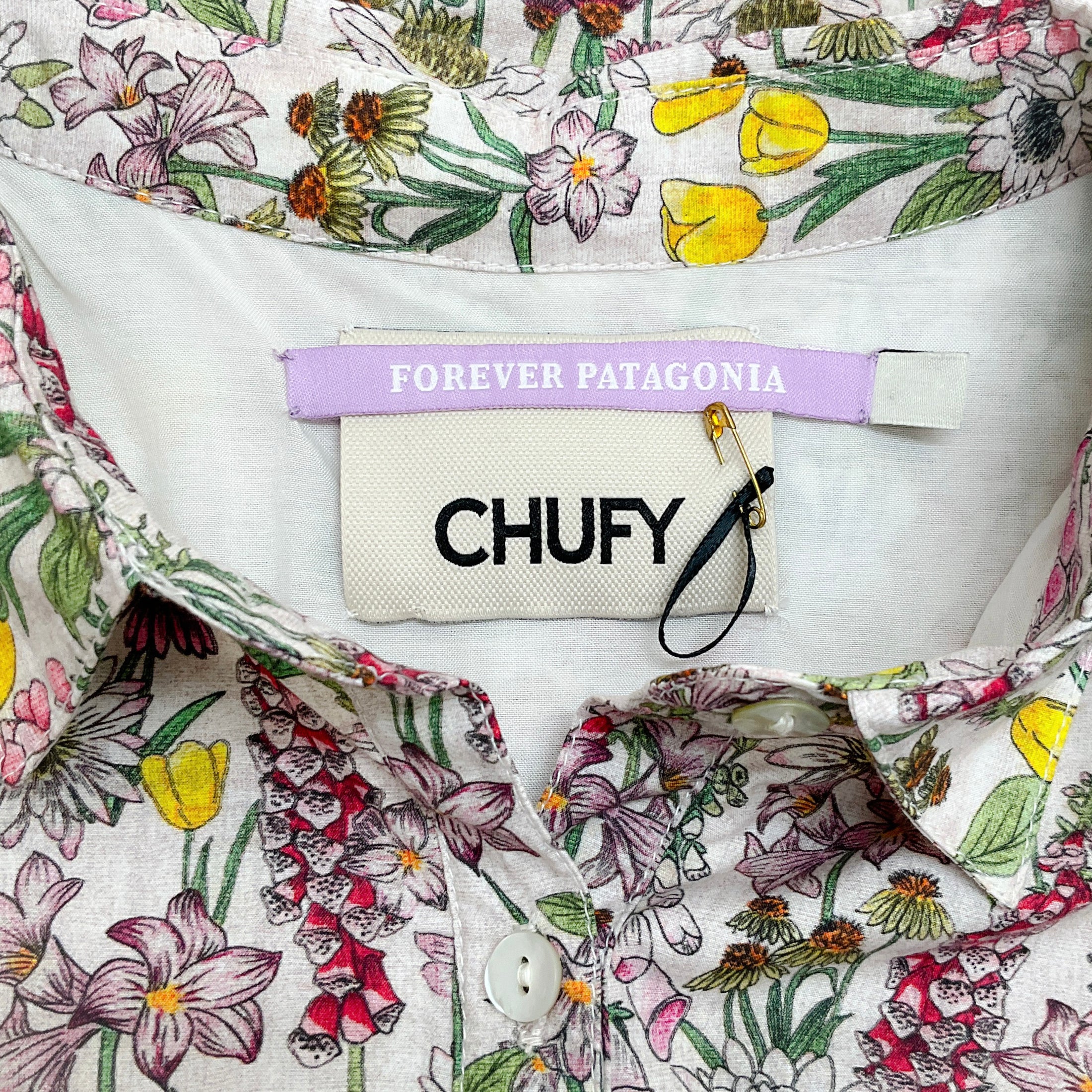 Chufy Pink Multi Floral Button Front Dress