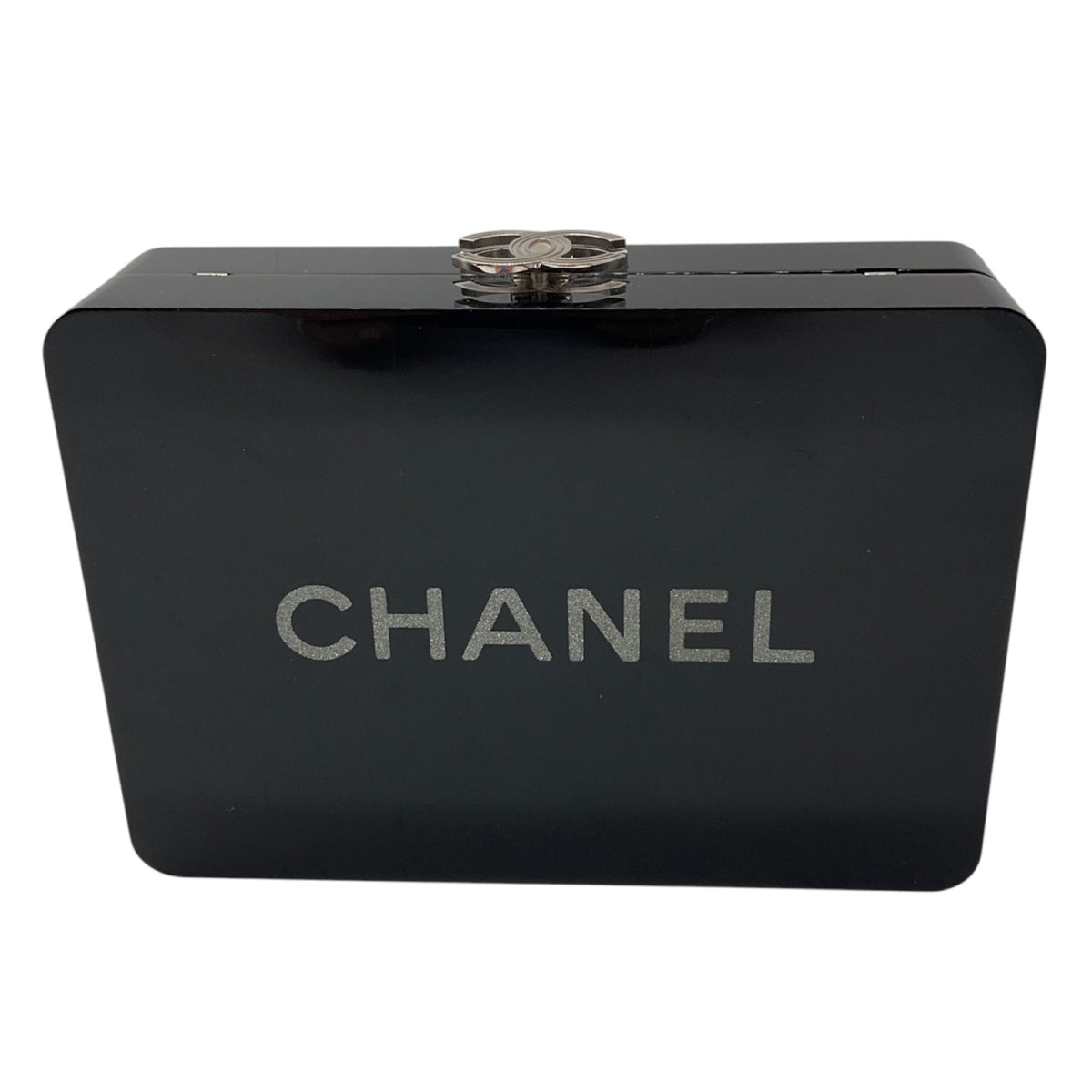 Chanel Black / Silver 2017 CC Logo Embellished Lucite Clutch Bag with Chain Strap