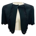 Load image into Gallery viewer, Oscar de la Renta Black Crochet Detail Cropped Knit Cardigan Sweater
