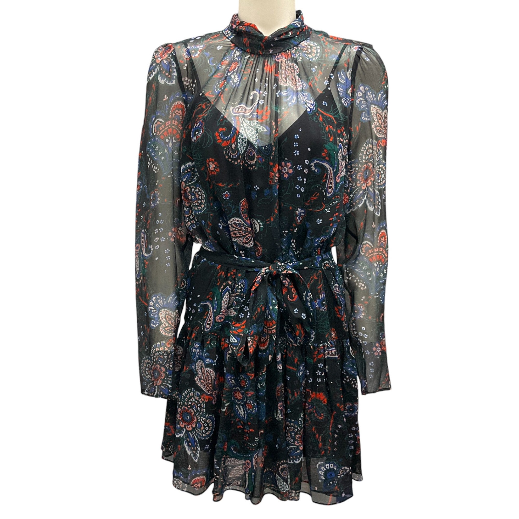 Veronica Beard Black Multi Bolade Printed Silk Georgette Dress