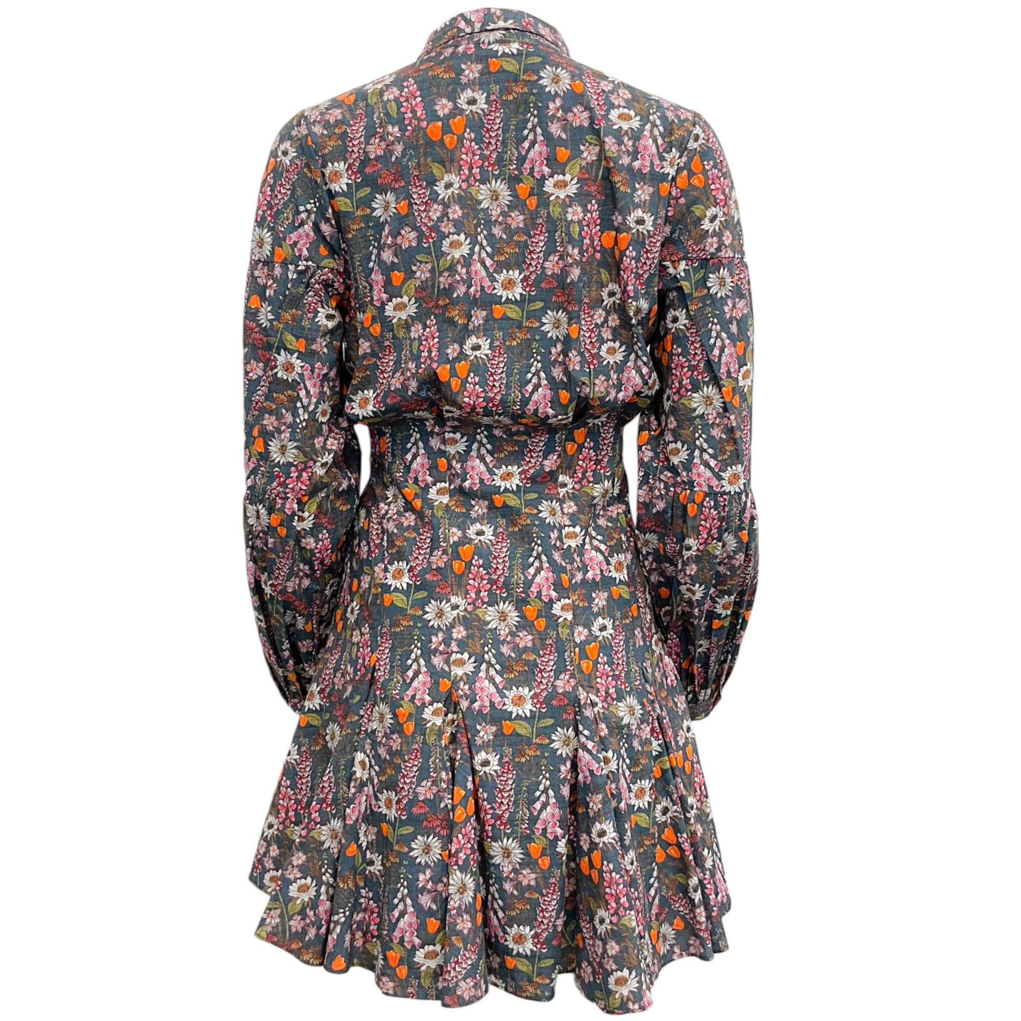Chufy Navy Blue Multi Floral Button Front Dress