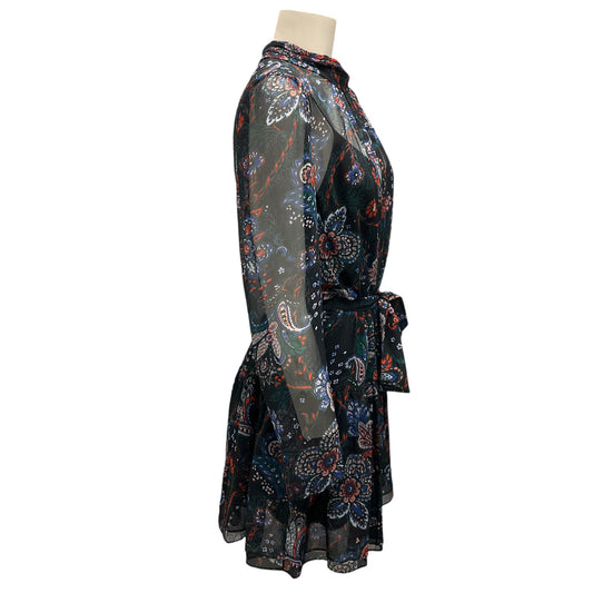 Veronica Beard Black Multi Bolade Printed Silk Georgette Dress