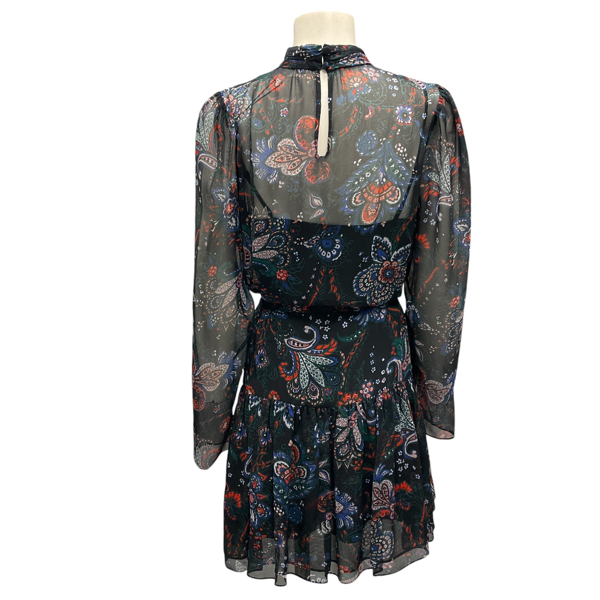 Veronica Beard Black Multi Bolade Printed Silk Georgette Dress