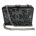 Load image into Gallery viewer, Chanel Black / Silver 2017 CC Logo Embellished Lucite Clutch Bag with Chain Strap

