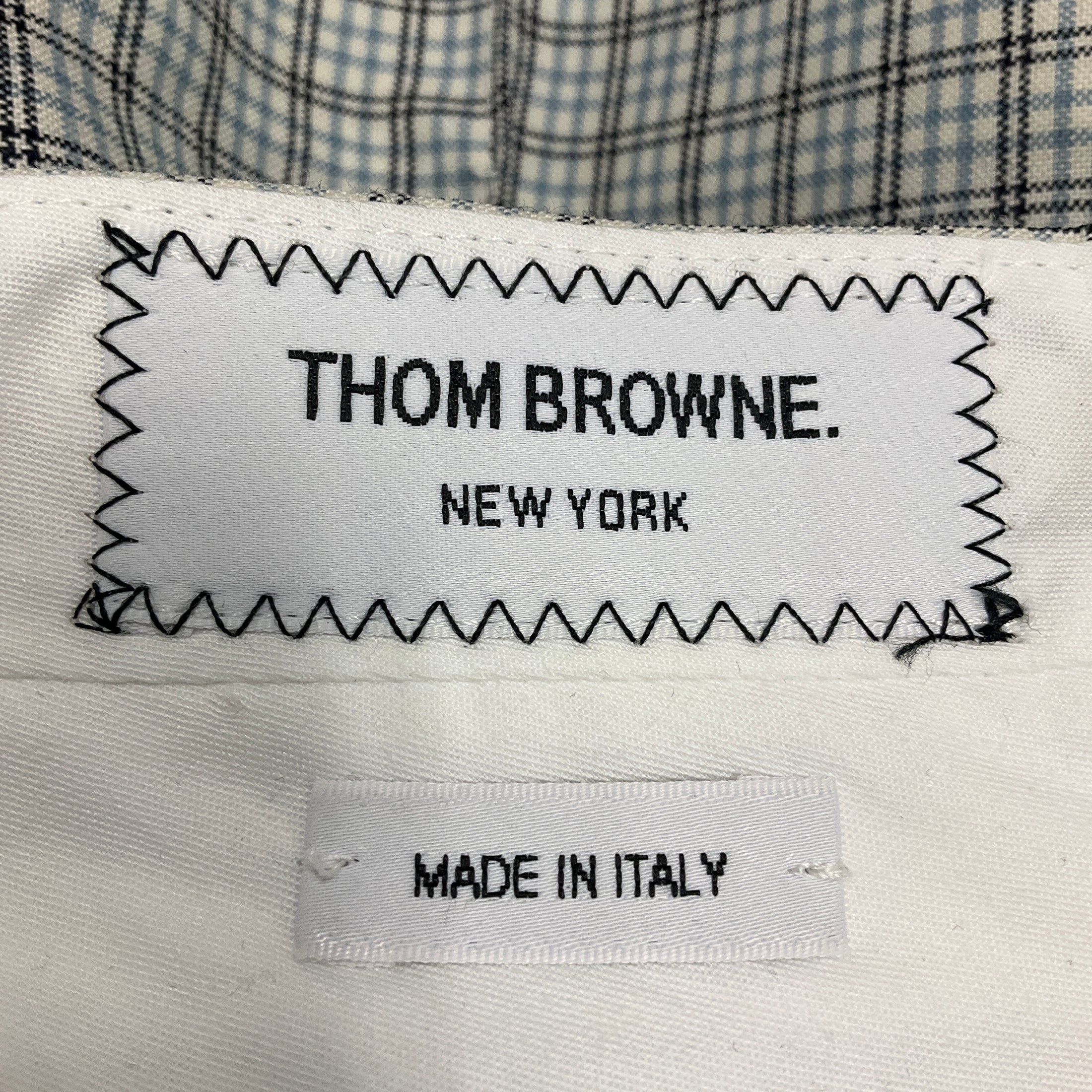 Thom Browne White / Black / Blue Check Wool Midi Classic Pleated Skirt
