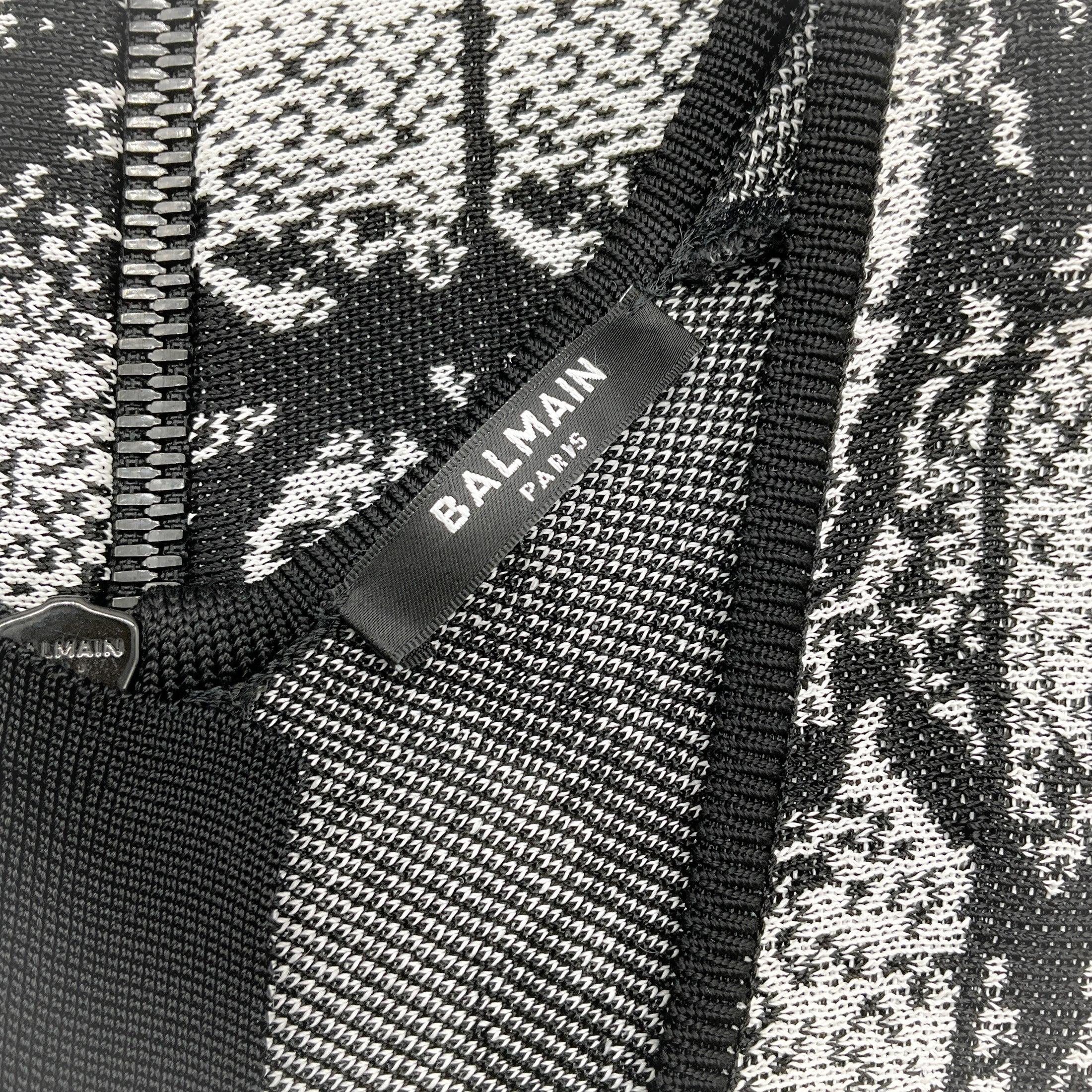Balmain Black / White Python Jacquard Knitted Skater Dress