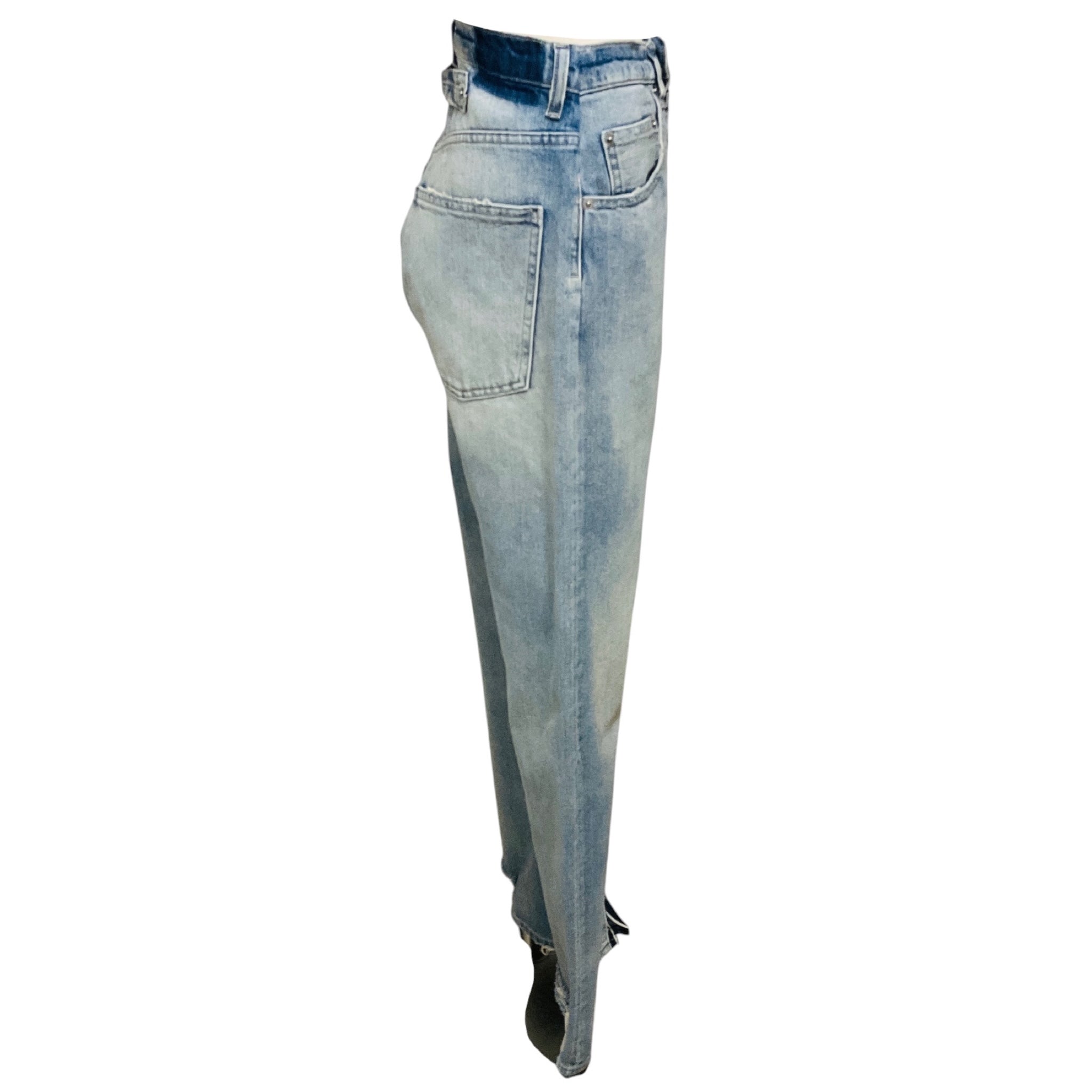 Maison Margiela Light Blue Wide Leg Distressed Denim Jeans