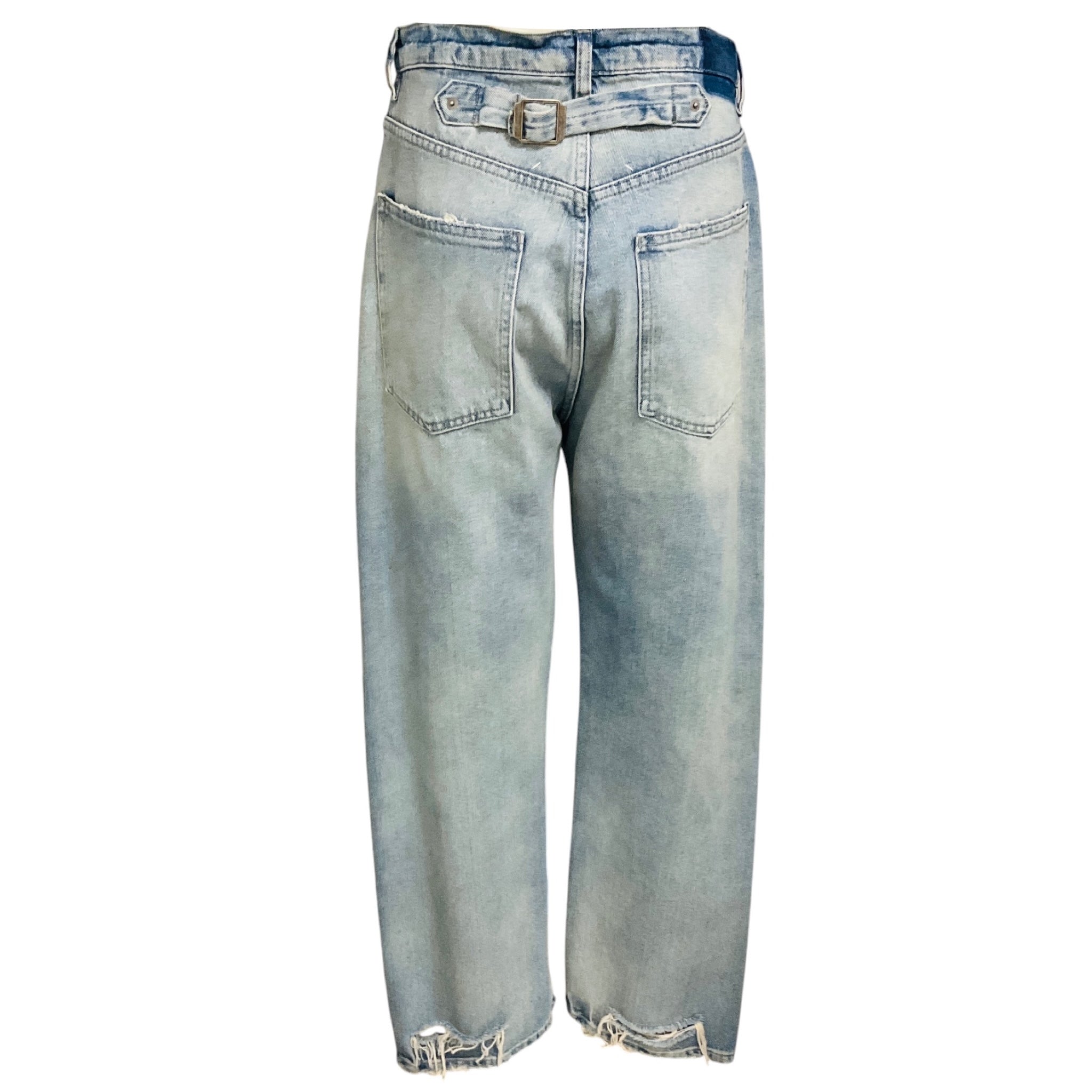 Maison Margiela Light Blue Wide Leg Distressed Denim Jeans