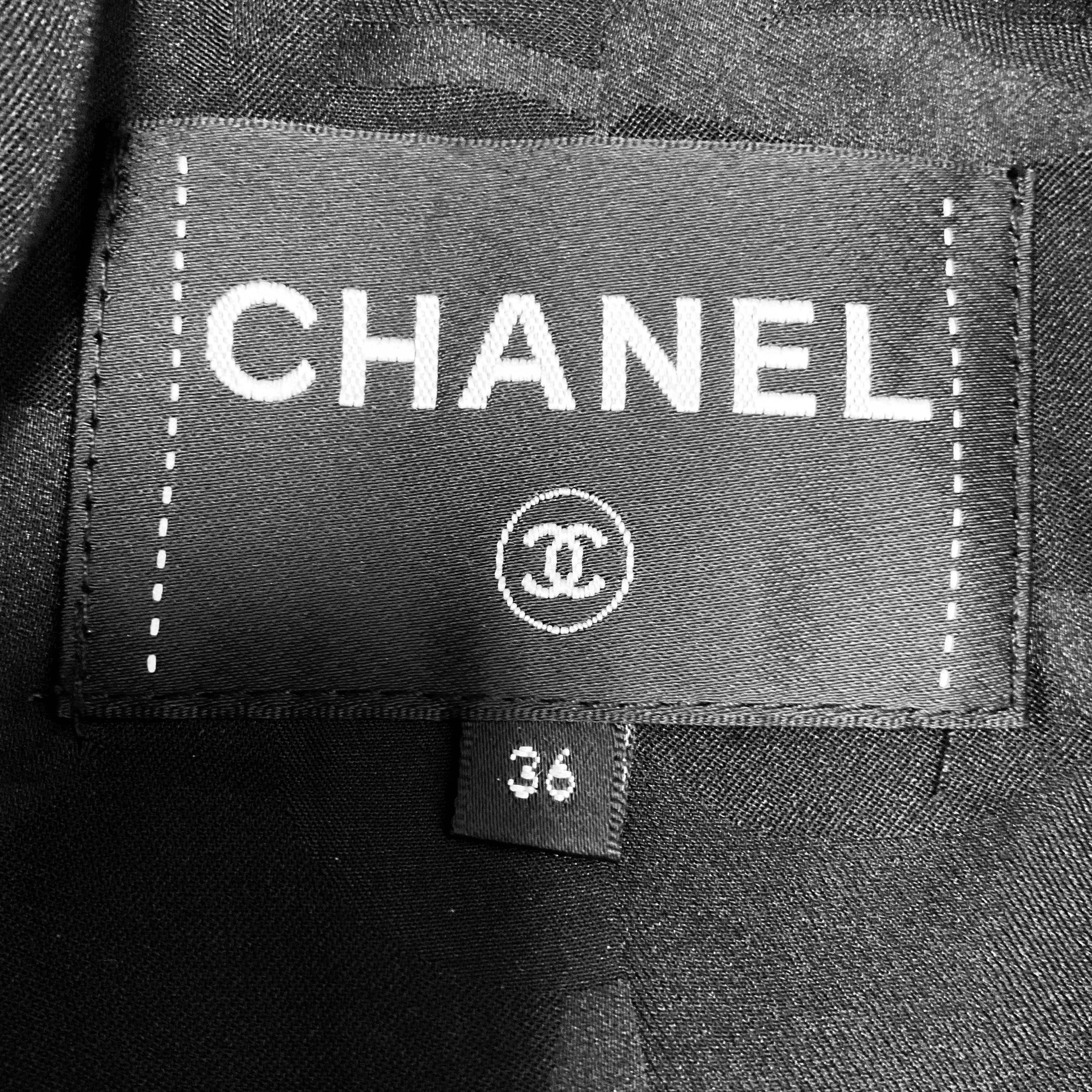Chanel Black / White / Pink 2023 Pinstriped Wool and Linen Jacket with CC Logo Buttons