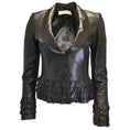 Load image into Gallery viewer, Valentino Black Vintage 90's Ruffled Detail Lambskin Leather Jacket
