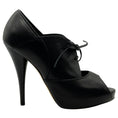 Load image into Gallery viewer, Fendi Black Leather Peep Toe Lace Up Booties
