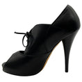 Load image into Gallery viewer, Fendi Black Leather Peep Toe Lace Up Booties
