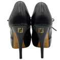 Load image into Gallery viewer, Fendi Black Leather Peep Toe Lace Up Booties
